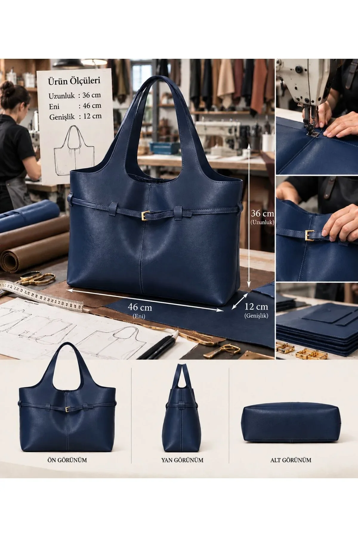 KADIN OMUZ ÇANTASI MAKYAJ ÇANTASI HEDİYELİ UZUNLUK 36 CM ENİ 46 CM GENİŞLİK 12 CM